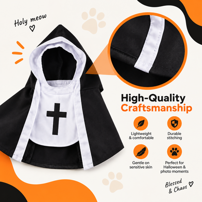 Spooky Snouts™ Nun Pet Costume | Cat Halloween Outfit - Multiple Sizes