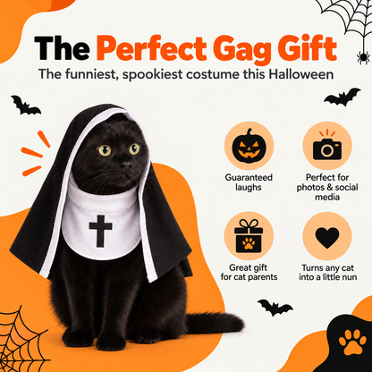Spooky Snouts™ Nun Pet Costume | Cat Halloween Outfit - Multiple Sizes