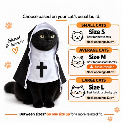 Spooky Snouts™ Nun Pet Costume | Cat Halloween Outfit - Multiple Sizes